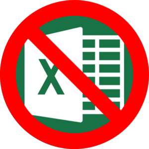 Excel icon with line through it.