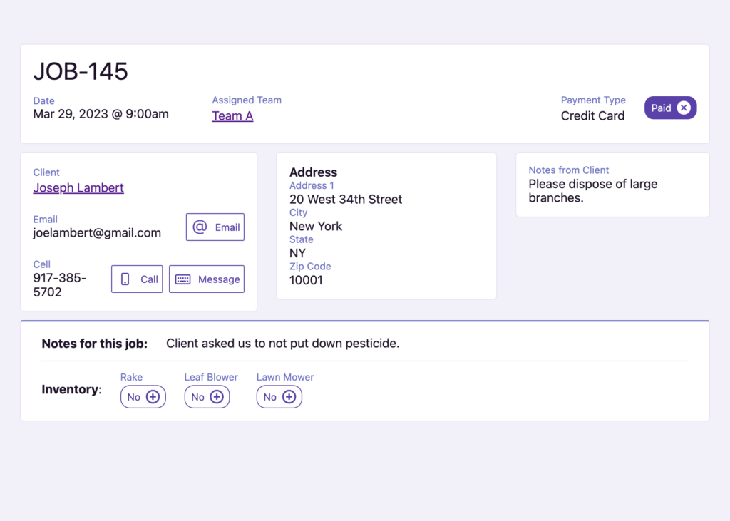 Create and manage jobs from scheduling to payment